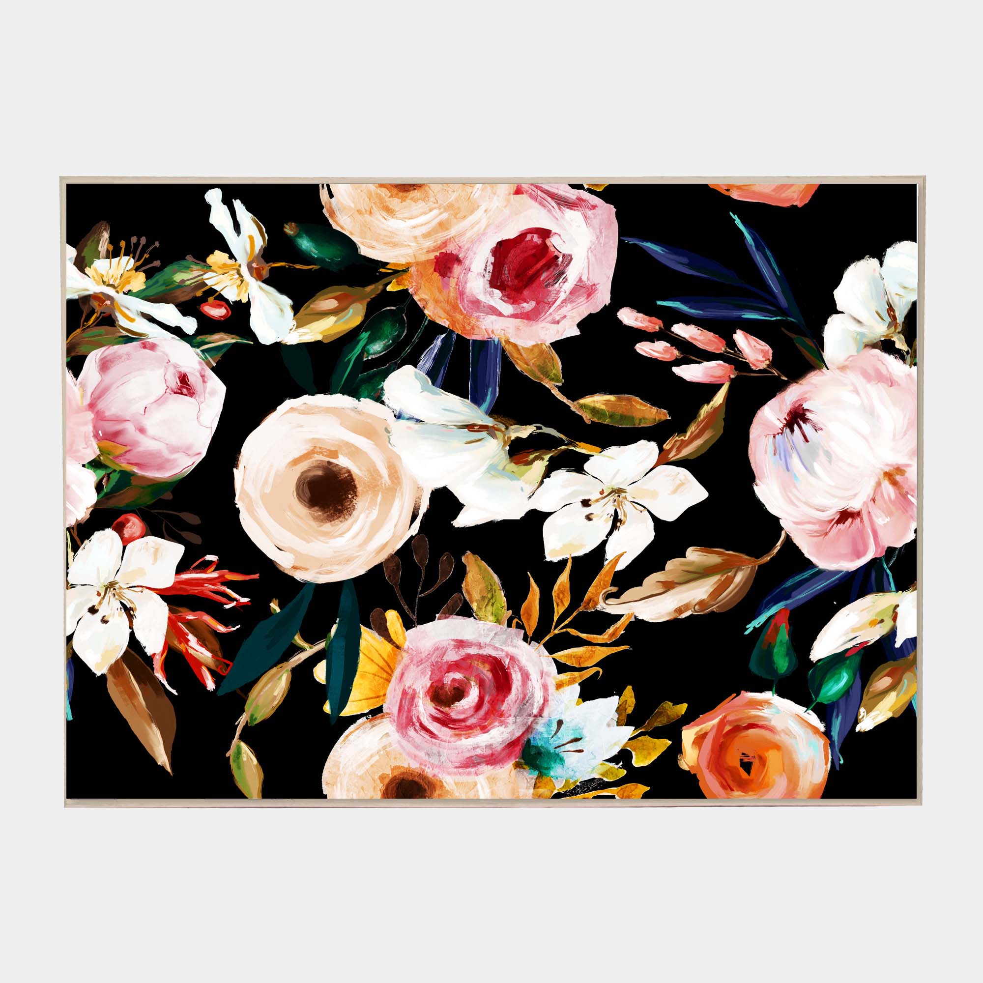 Black Garden Canvas - Front - Natural Box Frame